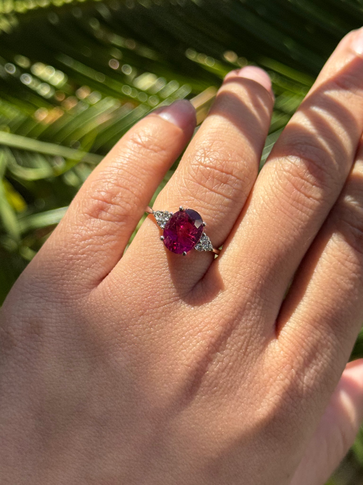 Oval Pink Tourmaline Ring