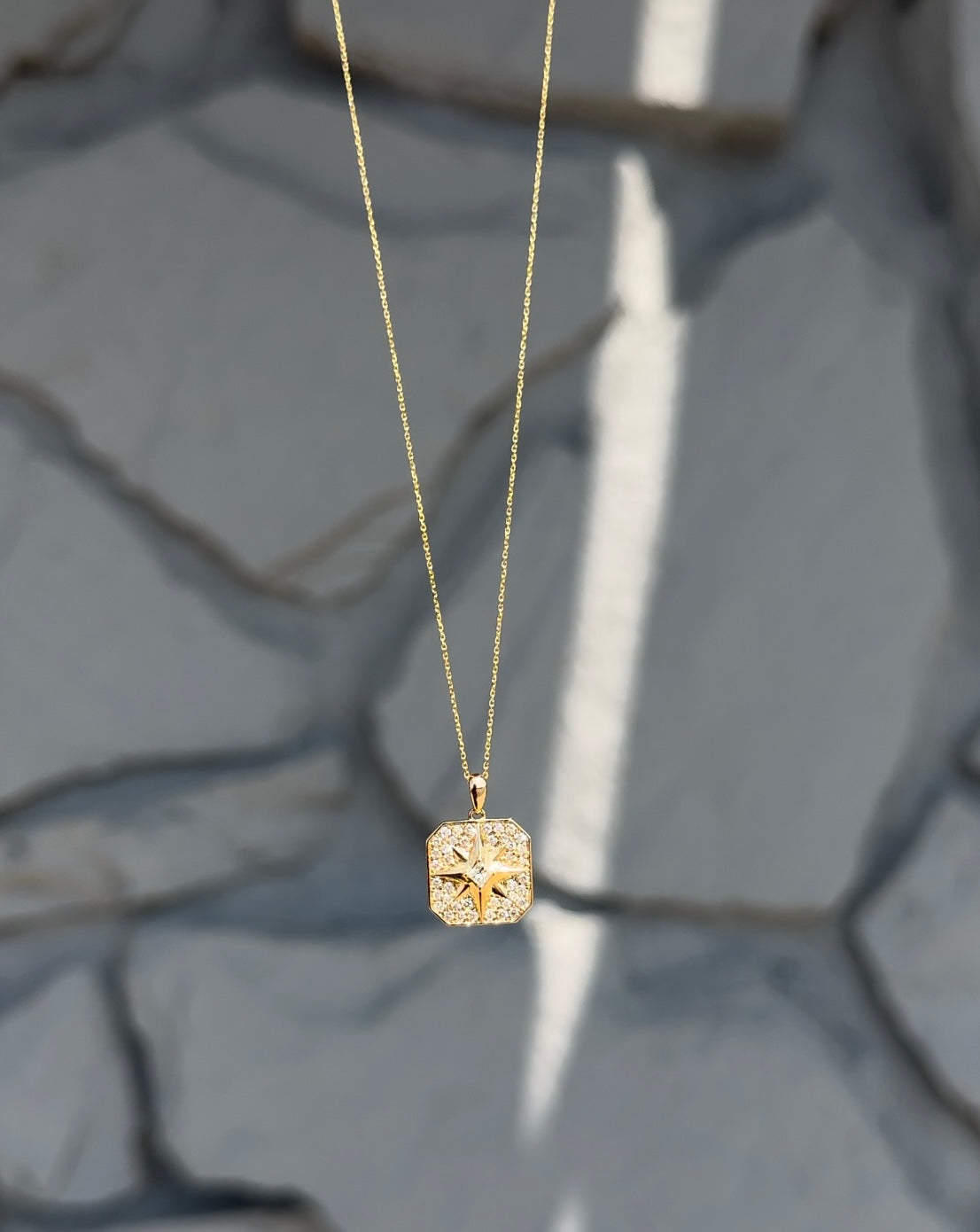 Diamond and Gold Star Pendant Necklace