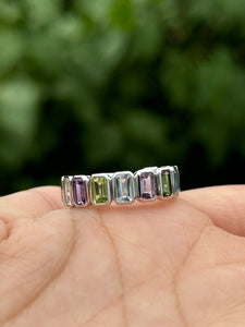 Emerald Cut Multi-Color Gemstone Ring