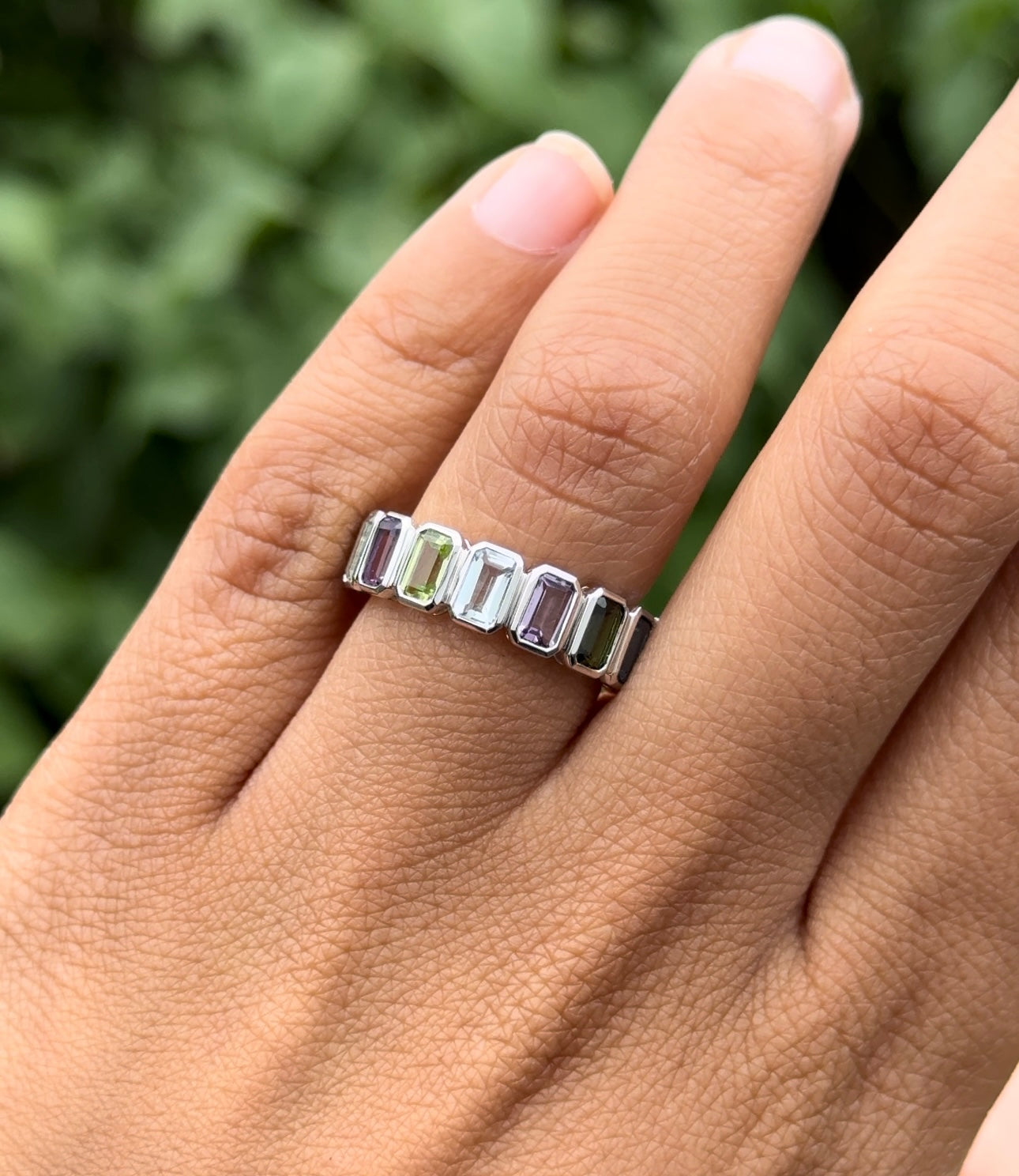 Emerald Cut Multi-Color Gemstone Ring