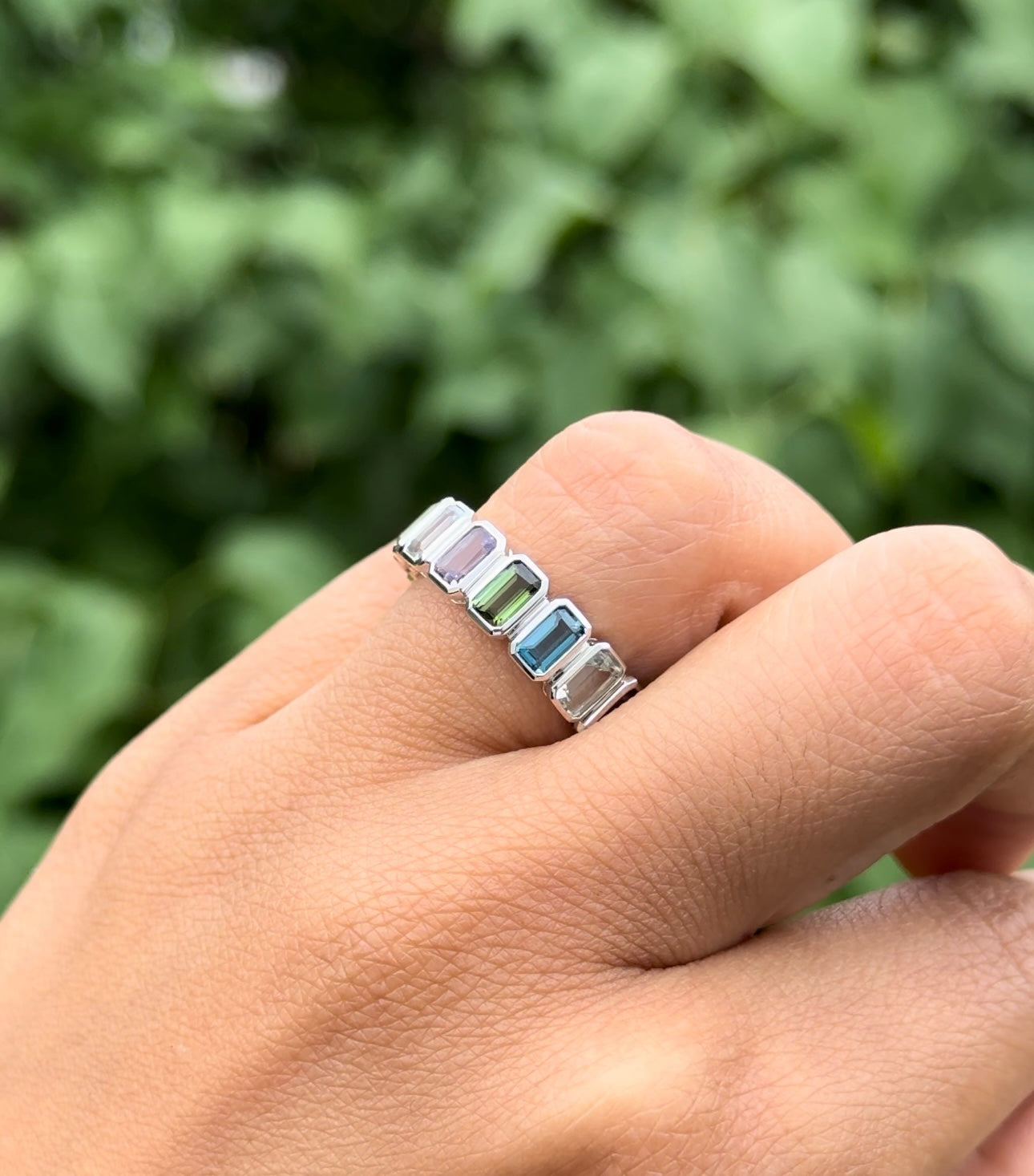 Emerald Cut Multi-Color Gemstone Ring