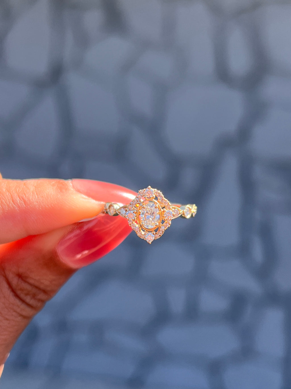 Floating Halo Diamond Engagement Ring